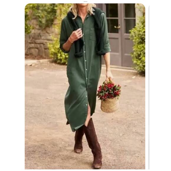 Frank & Eileen Famous Denim Rory Maxi Shirtdress In Vintage Green Size Small - Picture 5 of 14